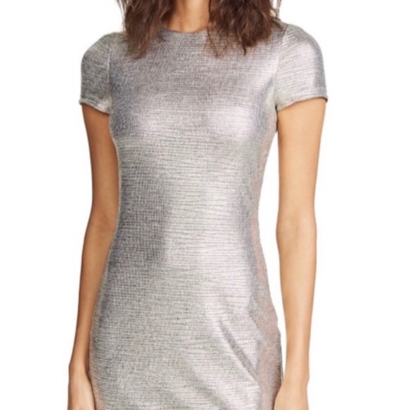 Alice + Olivia NWT Delora Silver Foil Dress - Picture 12 of 12